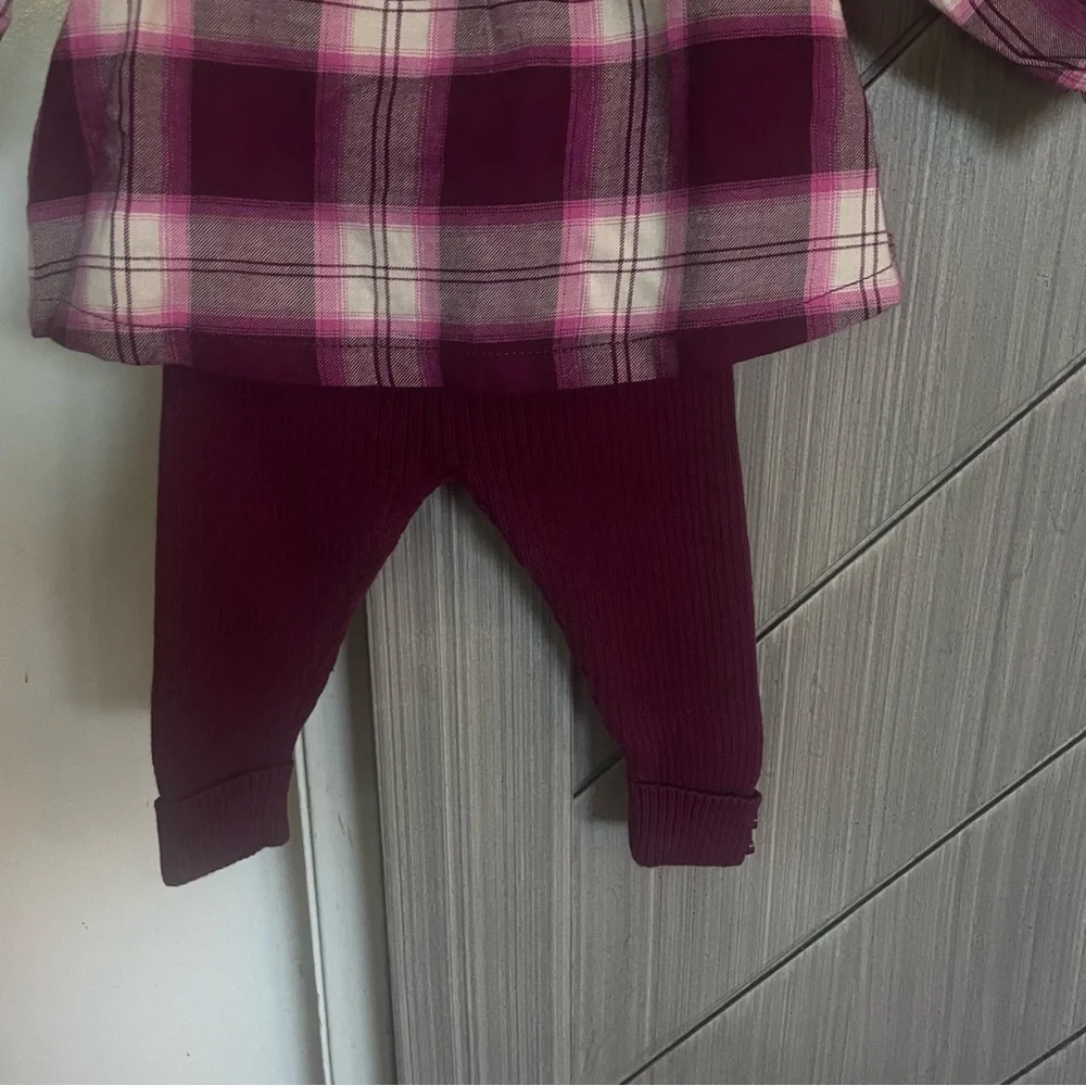 NWT Baby Gap Baby Flannel Two-Piece Outfit Set Huckleberry Purple Size 3-6 Mnths